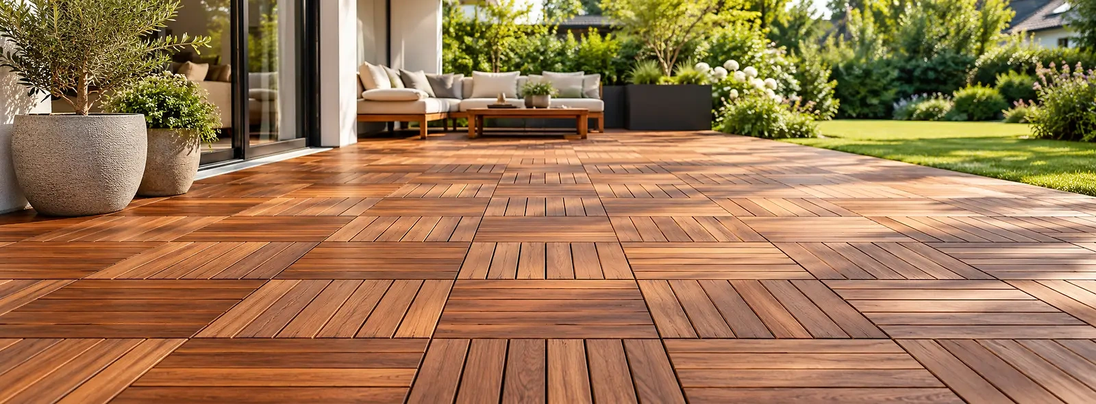 Terrassenplatten und Holzfliesen f&uuml;r eine individuelle Gestaltung des Au&szlig;enbereichs